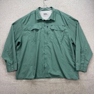 Eddie Bauer Fishing Shirt Mens XXXL Green Ripstop Vented Long Sleeve Roll Tab